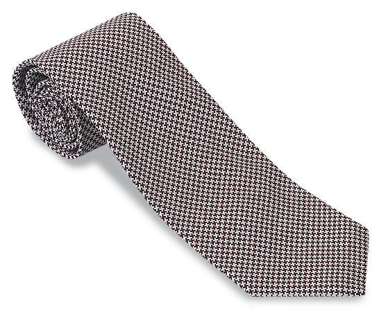 Red/ White Houndstooth Necktie - F1299