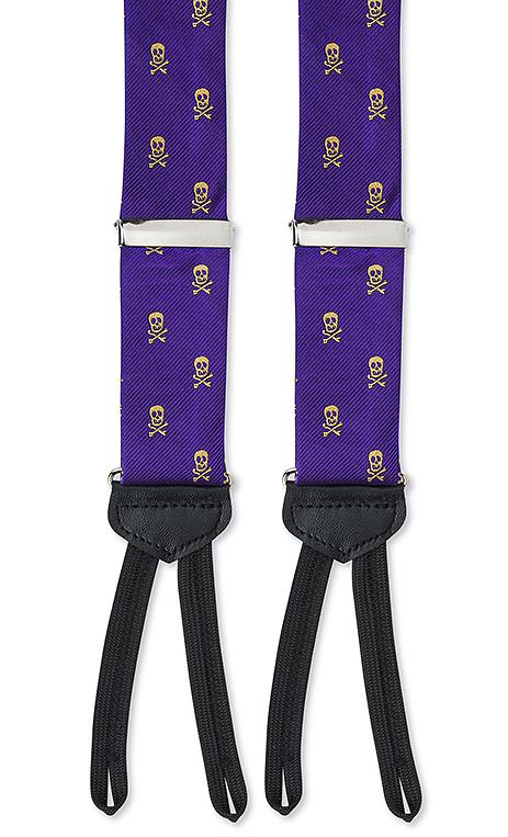 purple gold skull suspenders