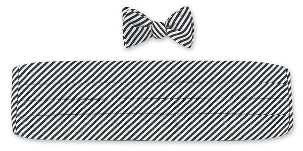 Black/ White Sherman Stripes Cummerbund Set - CB2542