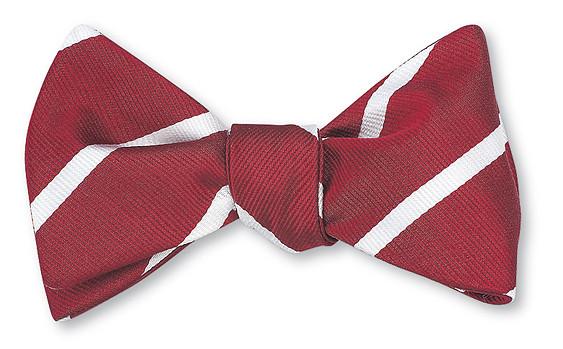 Red/ White Buckingham Striped Bow Tie - B2795