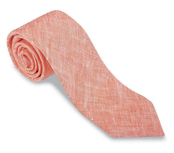 Orange Rishra Linen Necktie - F2843