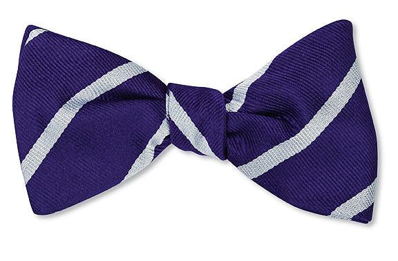 Purple/ Silver Buckingham Striped Bow Tie - B2947