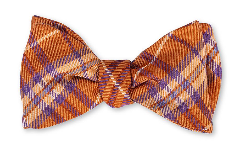 Orange Plaid Bow Tie - B3339