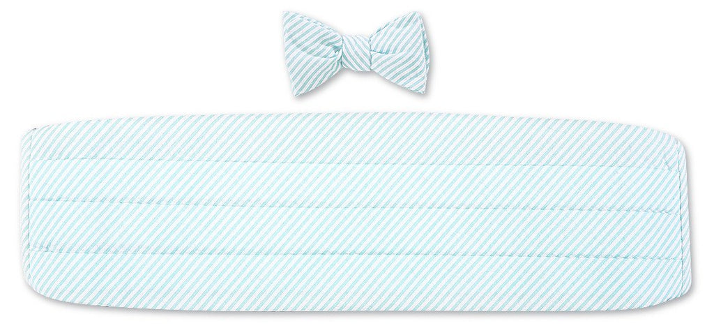 Green/ White Seersucker Cummerbund Set - CB3394