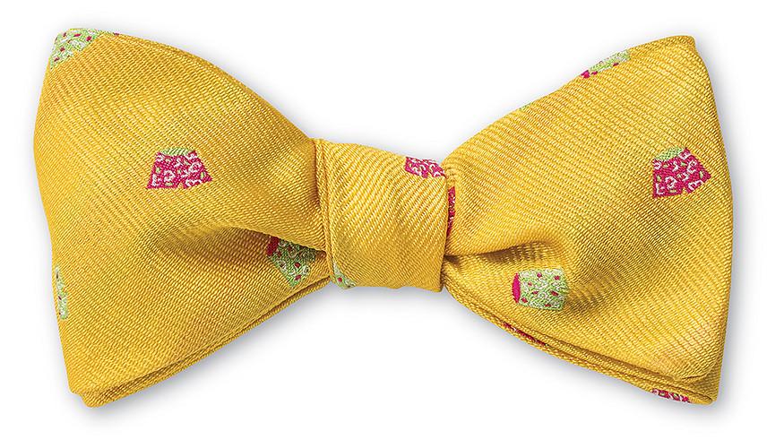 yellow swim trunks bow tie