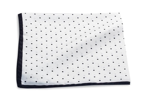 White/Black Polka Dot Pocket Square - 4365