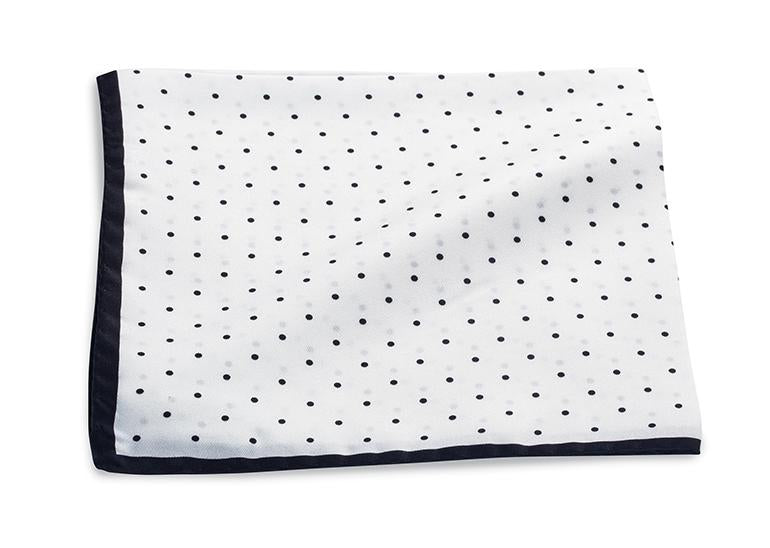 White/Black Polka Dot Pocket Square - 4365