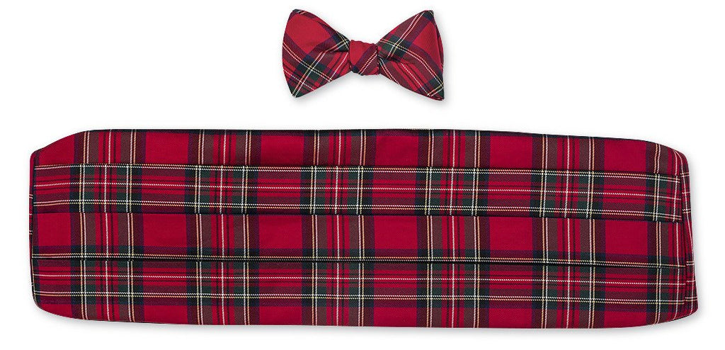 Prince of wales cummerbund and bow tie set