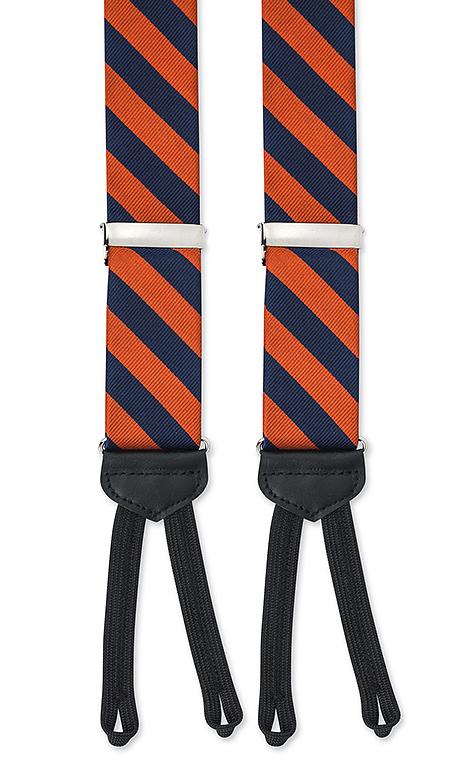 maroon orange striped silk suspenders