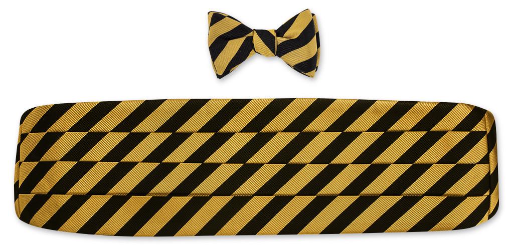 Black/ Gold Bar Stripes Cummerbund Set - CB631
