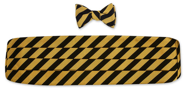 Black/ Gold Bar Stripes Cummerbund Set - CB631