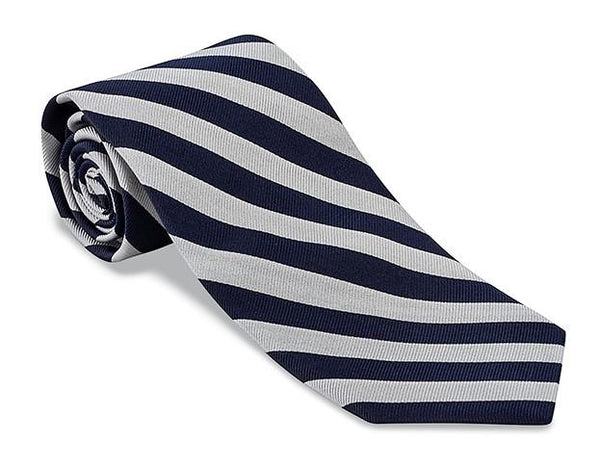 Navy/ Silver Bar Stripes Necktie - F663