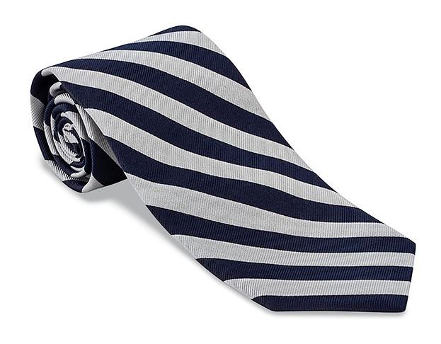 Navy/ Silver Bar Stripes Necktie - F663